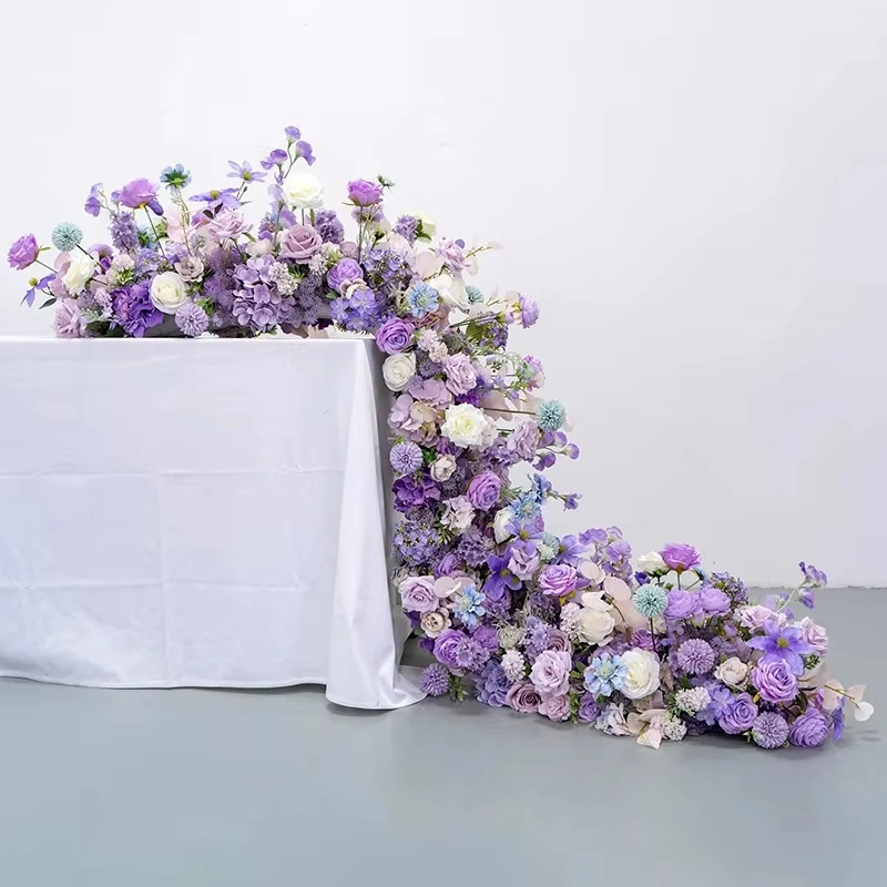 Sztuczne kwiaty bieżnik na stół weselny z różami żółty