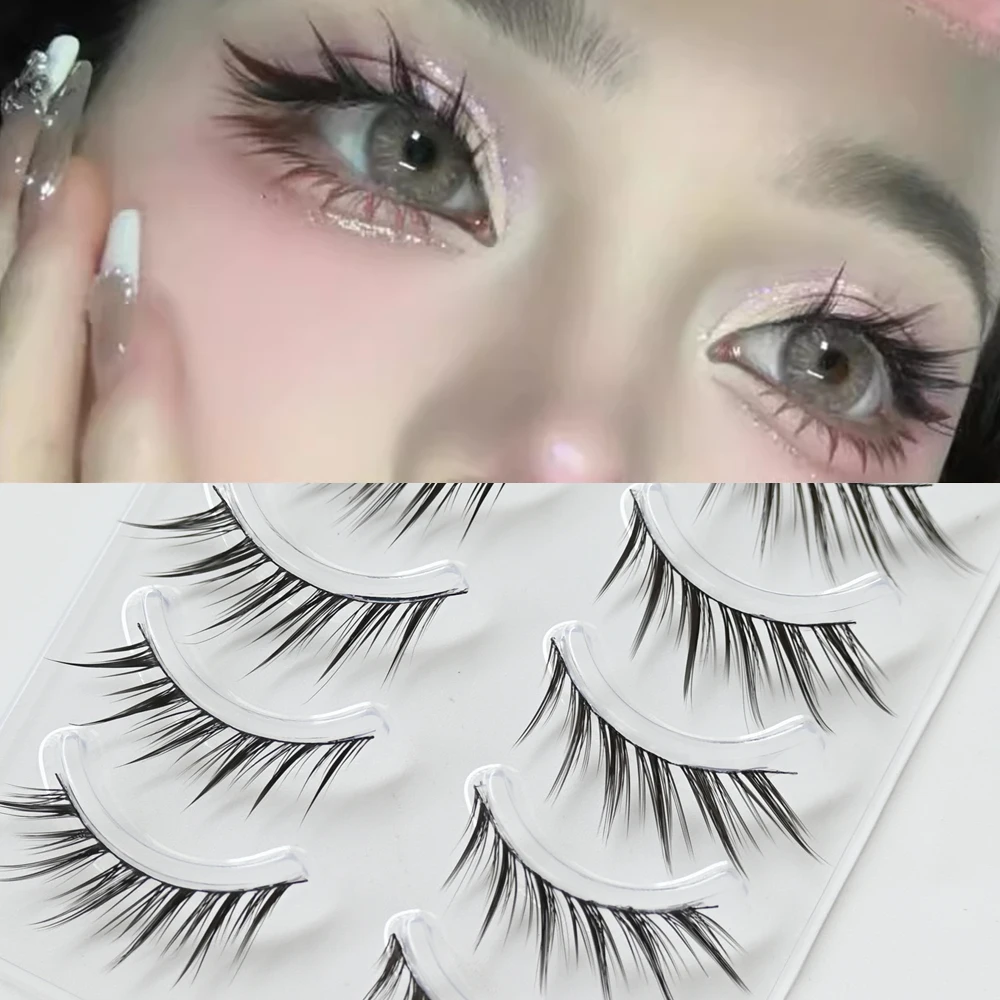Sztuczne rzęsy 3D kocie oko 5 par — efekt lisa, 11-13 mm Szczotkowany chrom