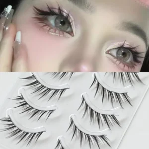 Sztuczne rzęsy 3D kocie oko 5 par — efekt lisa, 11-13 mm Szczotkowany mosiądz