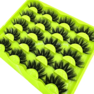 Sztuczne rzęsy 3D z imitacji norki 10 par puszyte efekt kociego oka Ciemnoniebieski