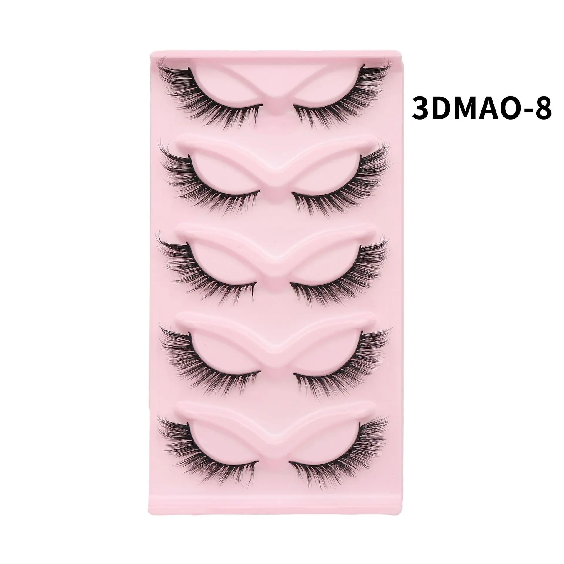 Sztuczne rzęsy 5 par kocie oko — krótkie puszyste z norek Inne