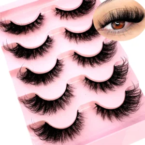 Sztuczne rzęsy 5D Fluffy 5D Faux Mink – 5 par w zestawie Czarny i srebrny