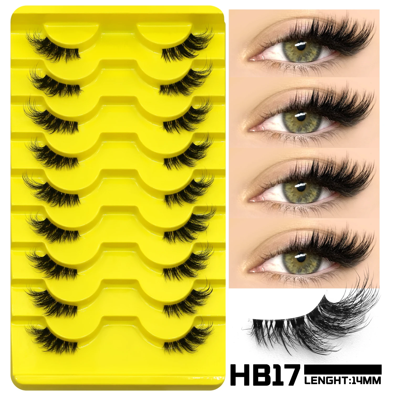 Sztuczne rzęsy Cat Eye 3D z norki wispy multipack Ciemnoniebieski