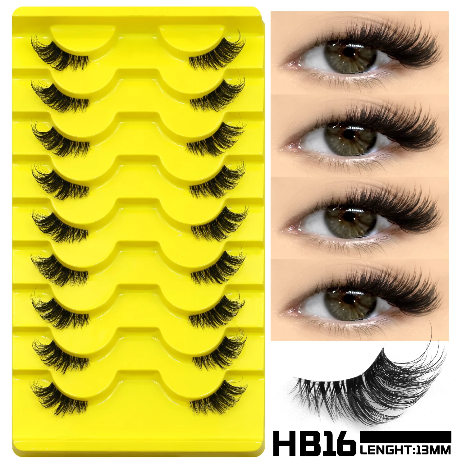 Sztuczne rzęsy Cat Eye 3D z norki wispy multipack Jasny niebieski