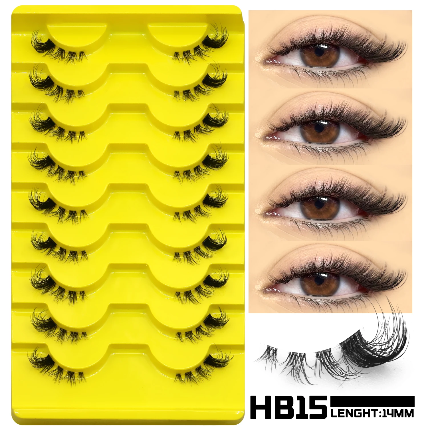 Sztuczne rzęsy Cat Eye 3D z norki wispy multipack Róża czerwona