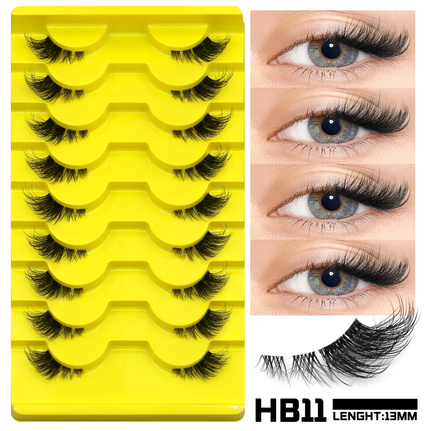 Sztuczne rzęsy Cat Eye 3D z norki wispy multipack Szczotkowany łupek