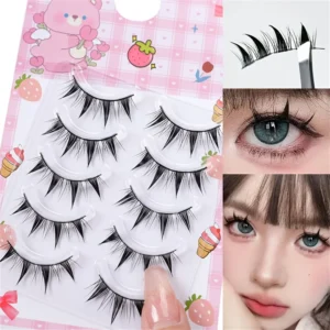 Sztuczne rzęsy cosplay kocie oko 21mm 5 par Czarny i srebrny