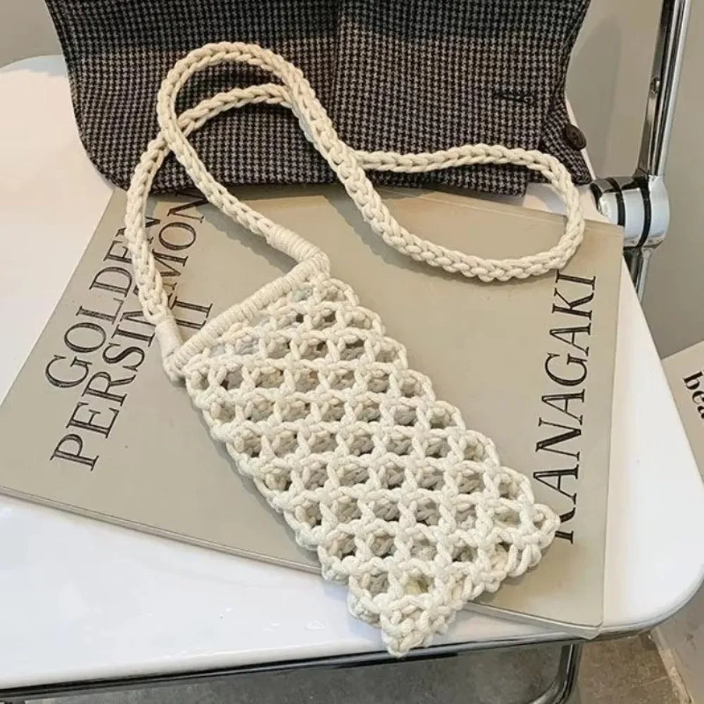Szydełkowa torebka na telefon - ażurowa torebka crossbody damska Biały