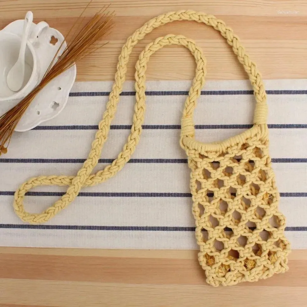 Szydełkowa torebka na telefon - ażurowa torebka crossbody damska Żółty