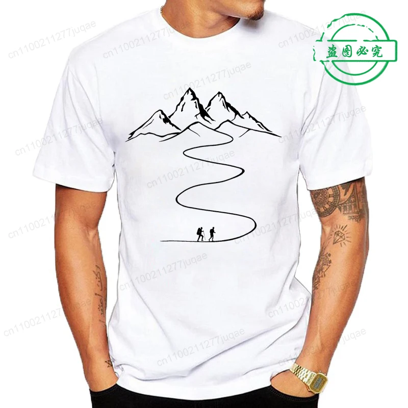 T-shirt unisex z nadrukiem górskiego szlaku 1 1 4