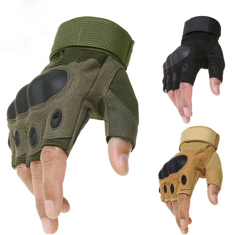 Taktyczne rękawice bez palców z ochroną kostek Camouflage