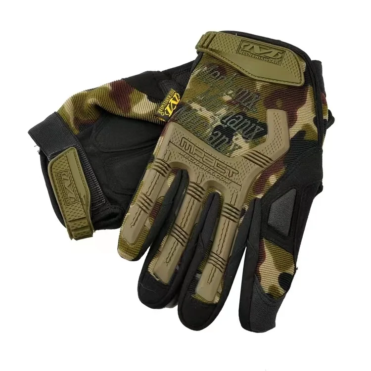 Taktyczne rękawice z pełnymi palcami – dotykowe, antypoślizgowe Camouflage gloves1