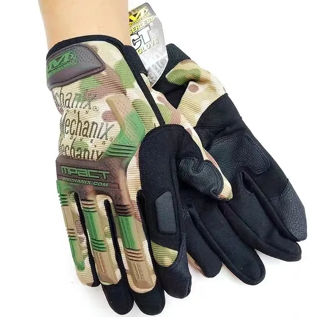 Taktyczne rękawice z pełnymi palcami – dotykowe, antypoślizgowe Camouflage gloves2