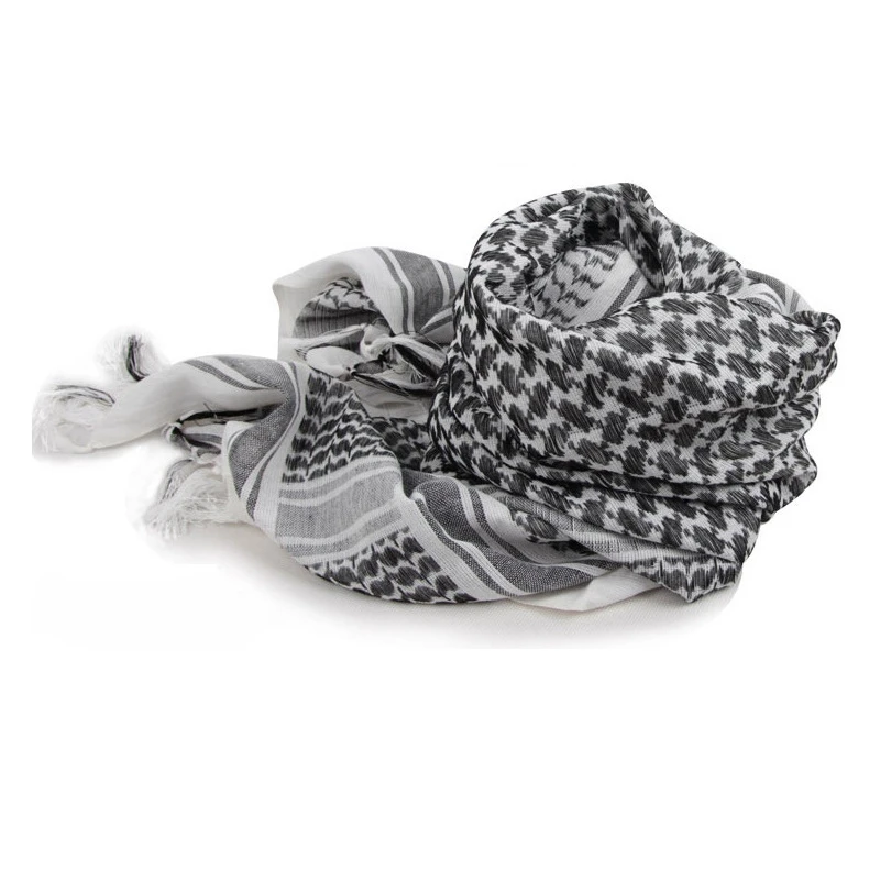 Taktyczny szal arabski keffiyeh — bawełniana chusta na głowę i szyję zimowa Biały