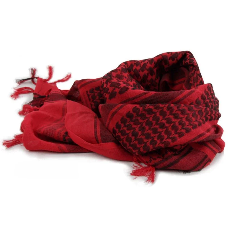 Taktyczny szal arabski keffiyeh — bawełniana chusta na głowę i szyję zimowa Czerwony