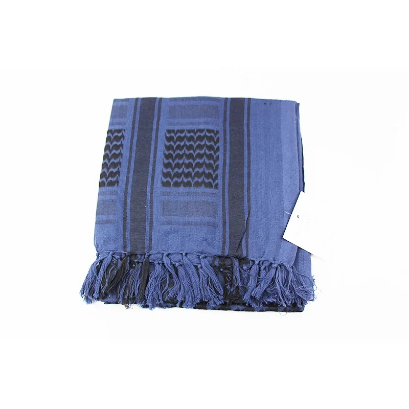 Taktyczny szal arabski keffiyeh — bawełniana chusta na głowę i szyję zimowa Niebieski