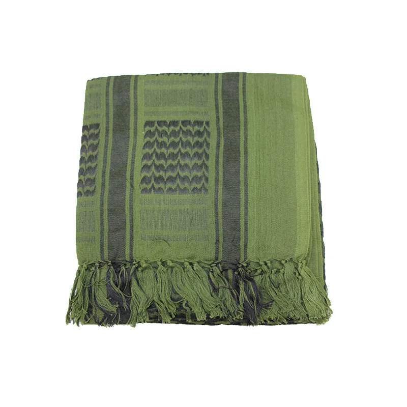 Taktyczny szal arabski keffiyeh — bawełniana chusta na głowę i szyję zimowa Zielony