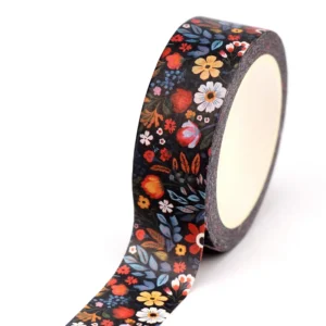 Taśma Washi z motywem dzikich kwiatów – 10 metrów do scrapbookingu Czerwony