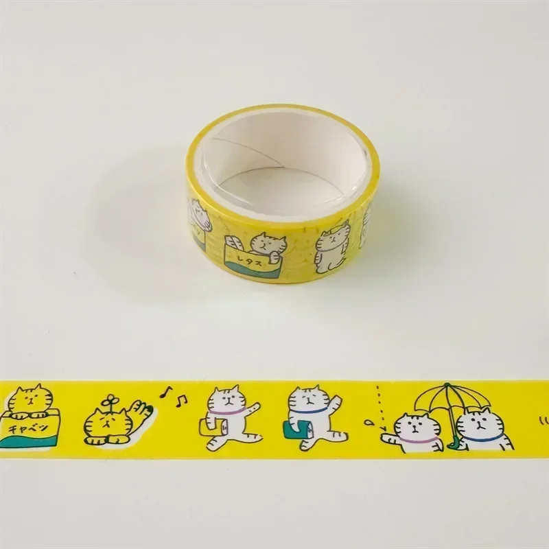 Taśma washi z japońskim kotkiem i Shiba Inu do scrapbookingu Biały
