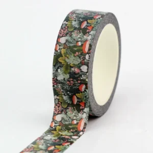 Taśma Washi leśna z motywem grzybów i roślin do scrapbookingu żółty