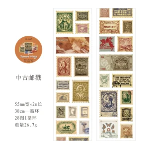Taśma washi vintage ze znaczkami pocztowymi do scrapbookingu Pomarańczowy
