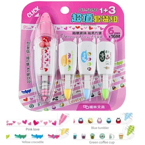 Taśmy korekcyjne kawaii zestaw 4 sztuki z uzupełnieniem wzory zwierzęta Mieszany kolor