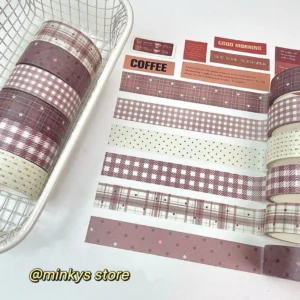 Taśmy washi kawaii zestaw 6 sztuk motyw misia Czerwony