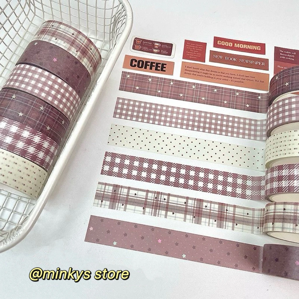Taśmy washi kawaii zestaw 6 sztuk motyw misia Czerwony