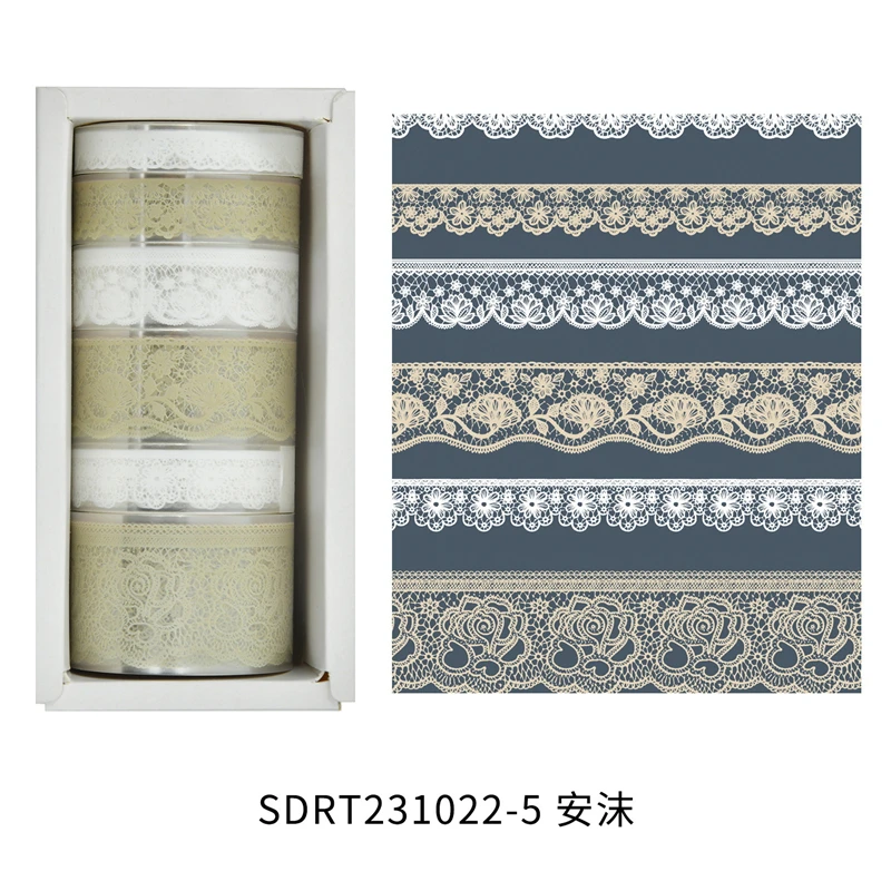 Taśmy Washi retro z motywem zwierzęcym - zestaw 6 rolek do scrapbookingu Biały