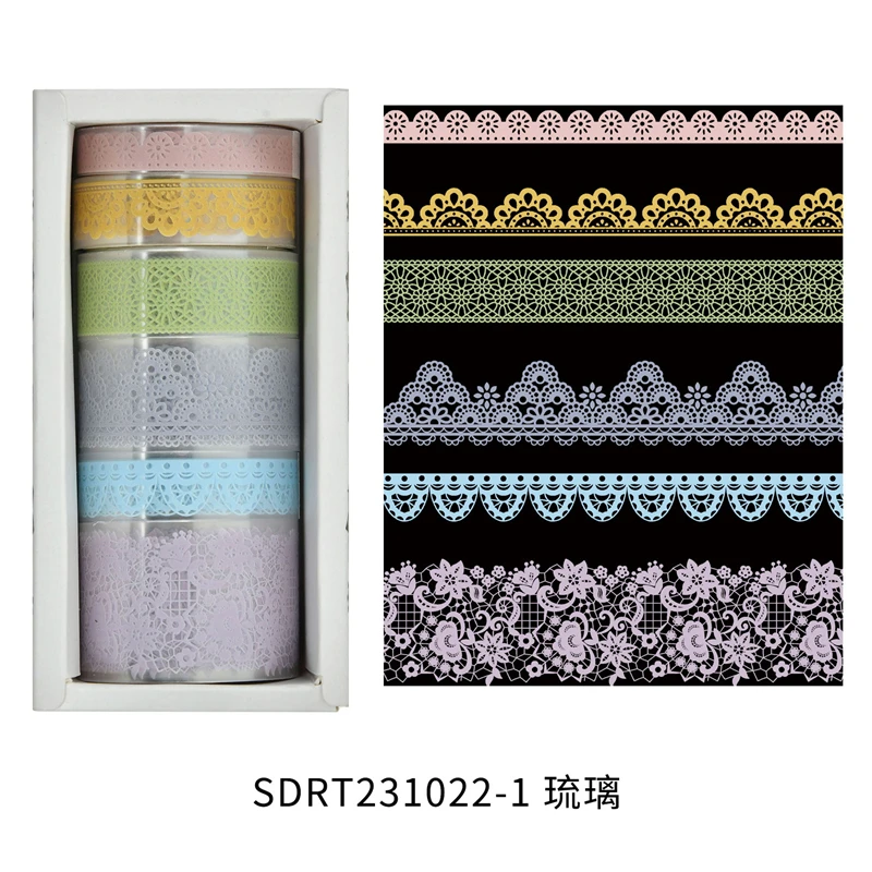 Taśmy Washi retro z motywem zwierzęcym - zestaw 6 rolek do scrapbookingu Czerwony
