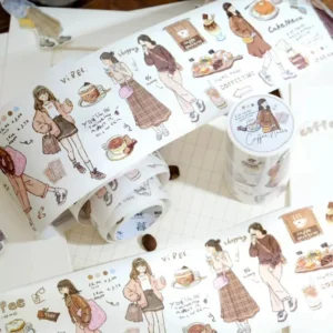 Taśmy Washi do scrapbookingu zestaw 4 rolek wzór Leisure Life Girl Zielony