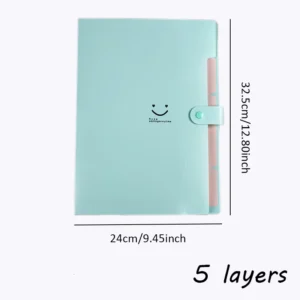 Teczka harmonijkowa A4 Macaron - 5-warstwowy organizer na dokumenty Zielony