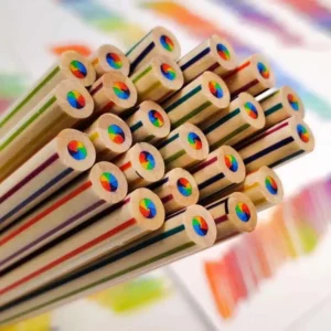 Tęczowy ołówek 7 kolorów - kawaii artykuł papierniczy żółty