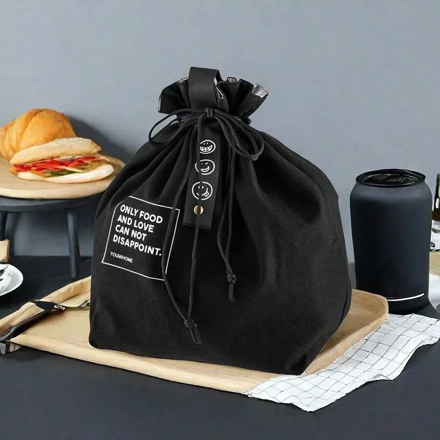 Termiczna torba na lunch z folią aluminiową duża Czarny