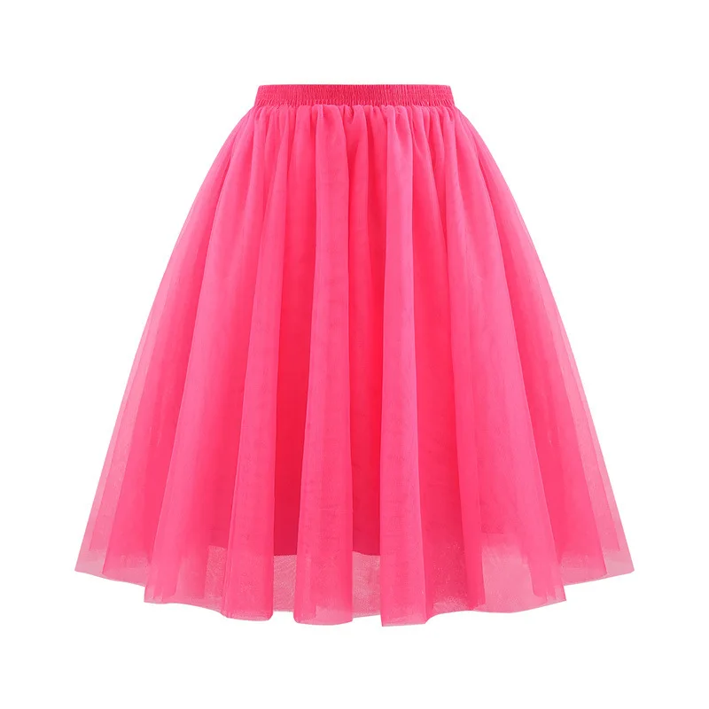 Tiulowa halka tutu retro, 3-warstwowa spódnica pin-up Amarantowy
