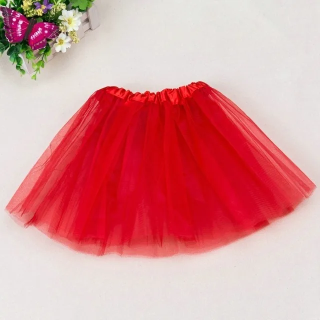 Tiulowa halka tutu retro, 3-warstwowa spódnica pin-up Czerwony