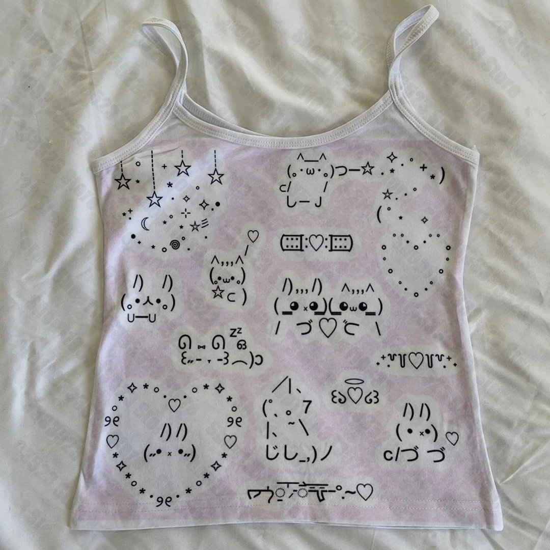 Top bez ramiączek Y2K kawaii w stylu punk gothic — crop tank Biały