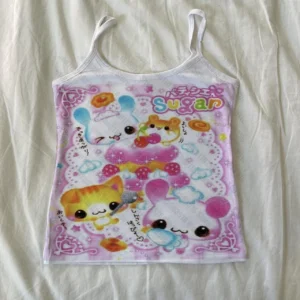 Top na ramiączkach w stylu Y2K Harajuku - krótki crop top lata 90. Biały