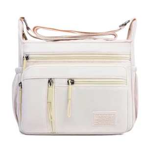 Torba crossbody damska nylonowa wielokieszeniowa Biały