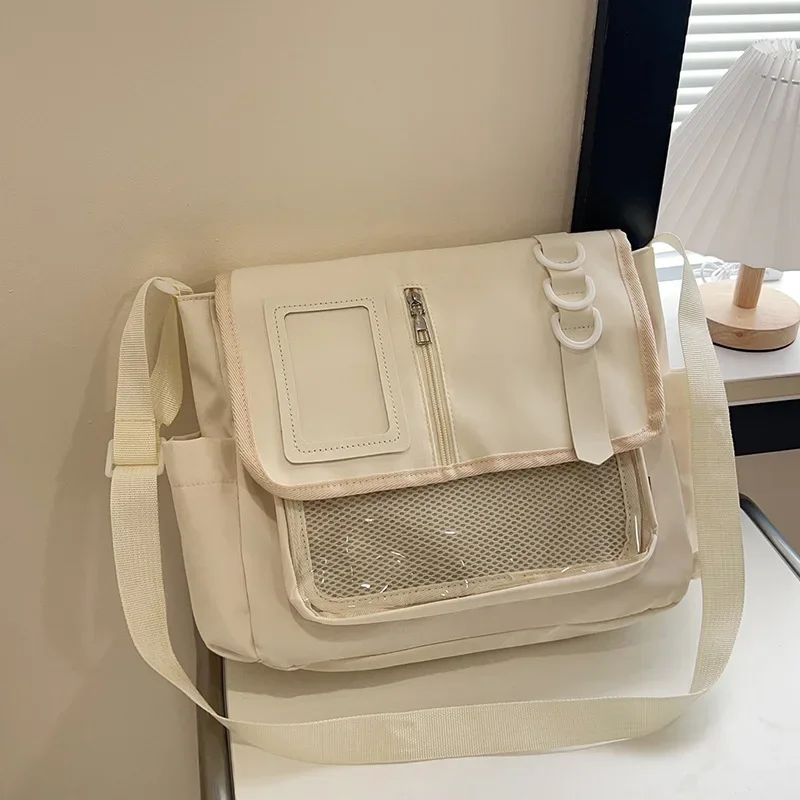 Torba ita bag crossbody w stylu college z kokardą Beżowy