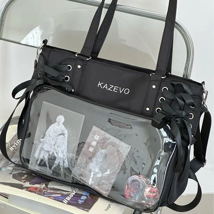 Torba ita bag crossbody w stylu college z kokardą Czarny