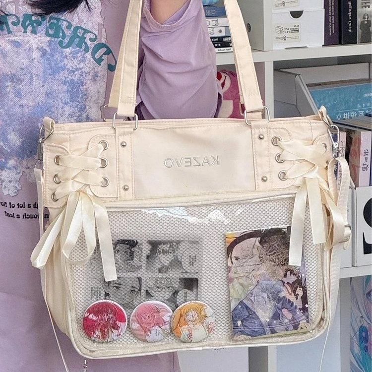 Torba ita bag crossbody w stylu college z kokardą Biały