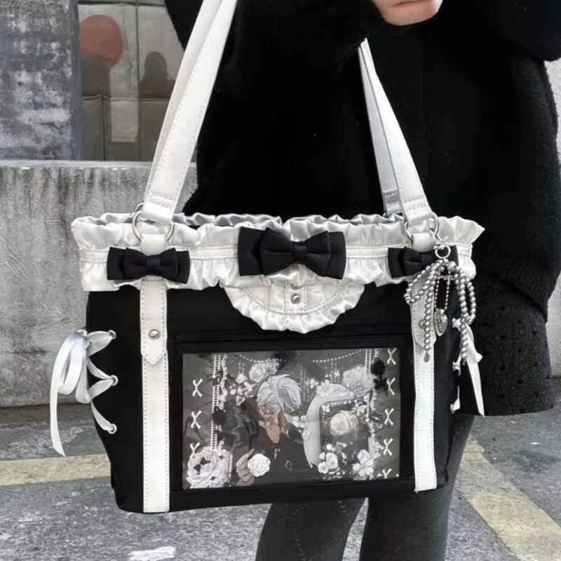 Torba Ita-Bag Y2K z kokardkami i wstążkami Czarny