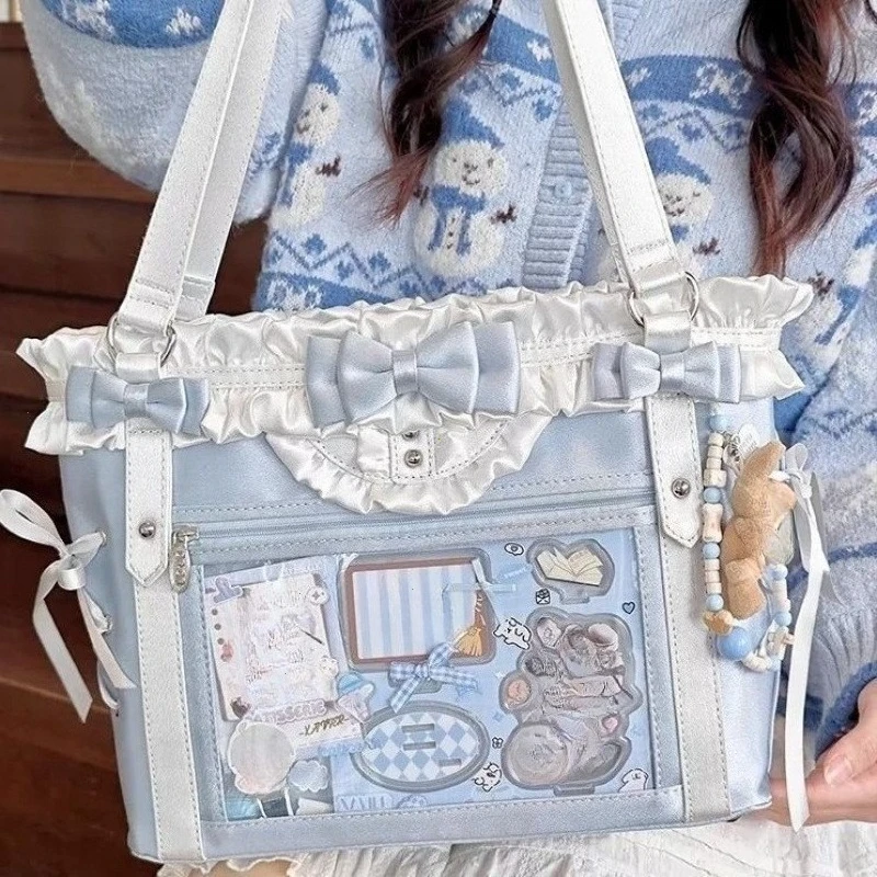 Torba Ita-Bag Y2K z kokardkami i wstążkami Niebieski