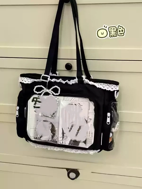 Torba Itabag na ramię z przezroczystym panelem Czarny