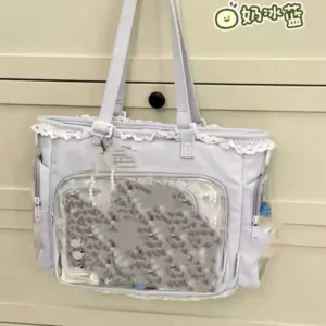 Torba Itabag na ramię z przezroczystym panelem Niebieski