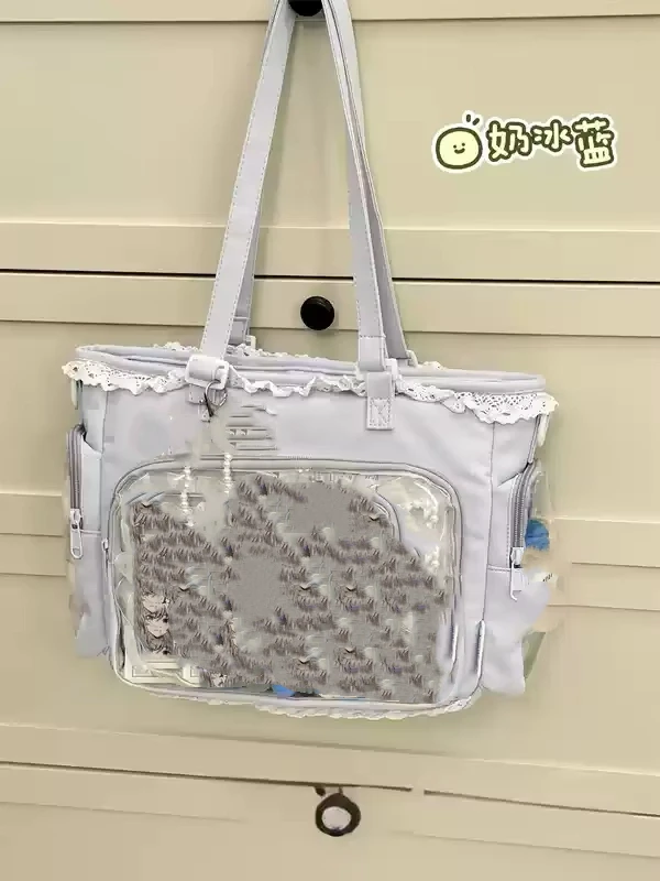 Torba Itabag na ramię z przezroczystym panelem Niebieski