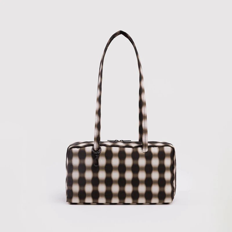 Torba w kratkę na ramię — nylon duży, unisex Fuzzy grid small