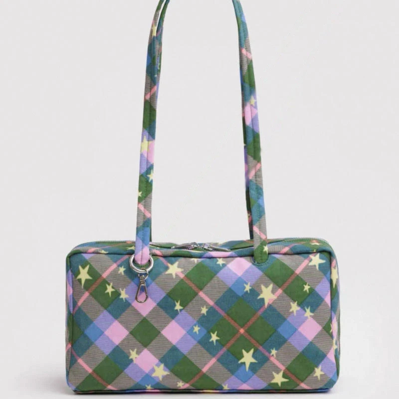 Torba w kratkę na ramię — nylon duży, unisex Zielony