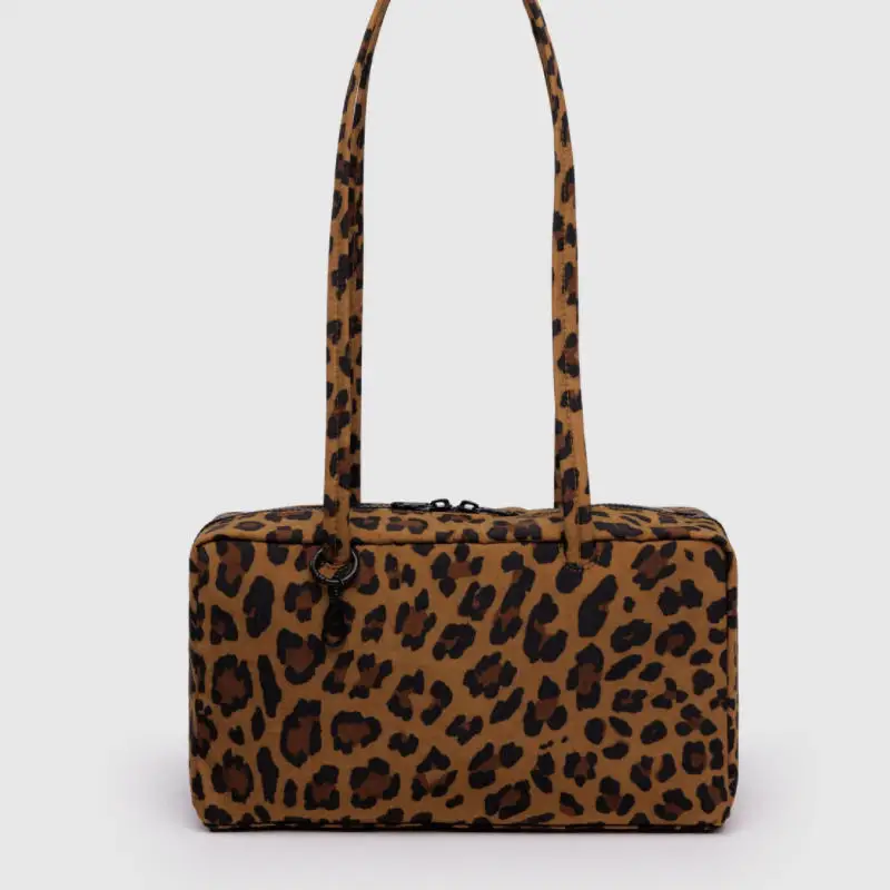 Torba w kratkę na ramię — nylon duży, unisex Leopard print small